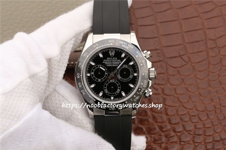 Noob Rolex Oyster Perpetual Cosmograph Daytona Rubber Strap Black Dial V3 Best Version The N Factory
