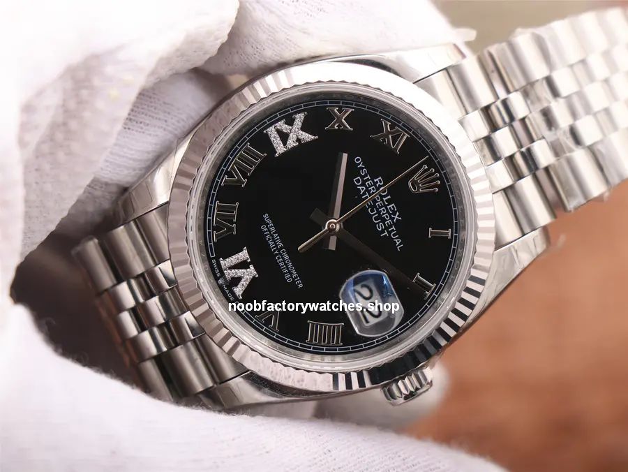 rolex datejust black dial roman numerals