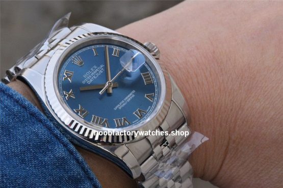 rolex datejust 36 blue dial roman numerals